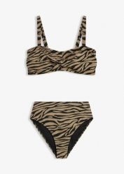 Bikini balkonetka z połyskującego materiału (komplet 2-cz.). Czarne bikini damskie bonprix, bez wzorów. Za 99.99 zł.