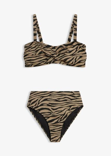 Bikini balkonetka z połyskującego materiału (komplet 2-cz.). Czarne bikini damskie bonprix, bez wzorów. Za 99.99 zł.