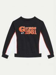 Guess Bluza L4BQ02 KAX74 Czarny Regular Fit. Czarne bluzy dla chłopców Guess, z aplikacjami, z bawełny, bez ramiączek, bez kaptura. Za 109.99 zł.