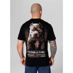 Koszulka bawełniana sportowy t-shirt dla dorosłych Mugshot II. Brązowe buty sportowe męskie PITBULL, m, bez wzorów, z bawełny, casualowe, bez kołnierzyka. Za 119.00 zł.