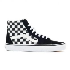 Buty do chodzenia damskie Vans SK8 HI Checkerboard. Czarne obuwie sportowe damskie Vans, bez wzorów, z materiału, trekkingowe, Vans SK8. Za 553.00 zł.