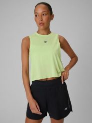4F Top do biegania szybkoschnący damski - zielony XS. Zielone koszulki sportowe damskie 4f, s, bez wzorów, z materiału, bez kołnierzyka, bez ramiączek, do biegania. Za 99.99 zł.