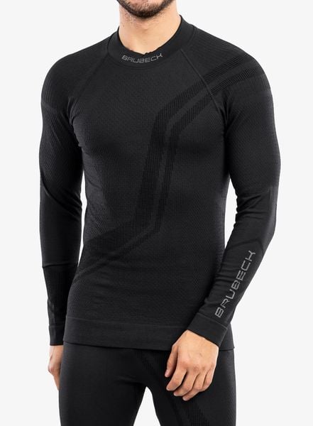 Bluza męska Brubeck THERMO WOOL by Pustelnik. Czarne bluzy męskie Brubeck, l, bez wzorów, z dzianiny, bez kaptura, narciarskie. Za 243.99 zł.