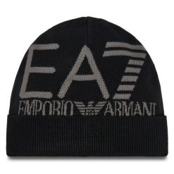 Czapka EA7 Emporio Armani. Czarne czapki i kapelusze męskie EA7 Emporio Armani, na zimę, bez wzorów. Za 119.99 zł.