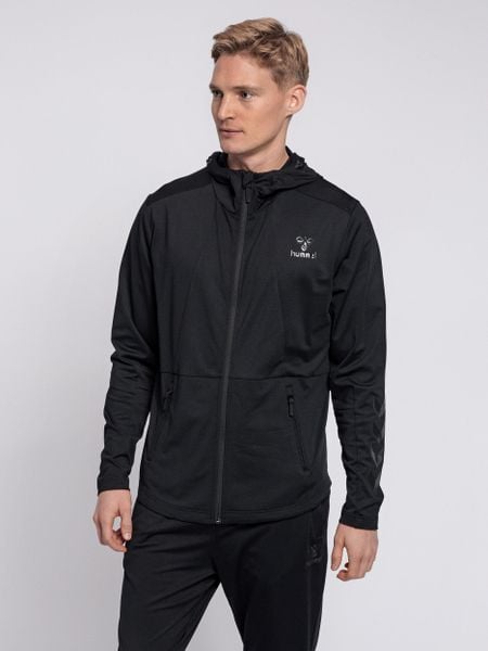 Kurtka Hummel zip Aston. Czarne kurtki męskie Hummel, m, bez wzorów, z dżerseju, do biegania. Za 287.30 zł.