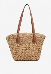 Ciemnobeżowa Pleciona Torebka Typu Shopper Ulolana. Brązowe torebki shopper damskie Renee, bez wzorów, z jeansu, biznesowe, bez dodatków. Za 74.99 zł.