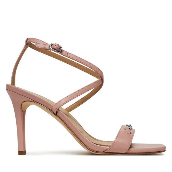 Sandały MICHAEL Michael Kors. Czerwone sandały damskie MICHAEL Michael Kors, bez wzorów, ze lnu, bez obcasa, na szpilce, bez zapięcia. Za 789.99 zł.