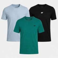 KOMPLET KOSZULEK ZESTAW MĘSKI 4F T-SHIRT 3PAK. T-shirty męskie 4f, m, bez wzorów, z bawełny, sportowe, bez kołnierzyka. Za 181.98 zł.