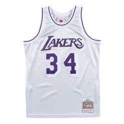 Koszulka NBA Los Angeles Lakers platinum Shaquille O'Neal. Szare koszulki sportowe męskie Mitchell & Ness, bez wzorów, bez kołnierzyka, bez ramiączek, do koszykówki. Za 584.00 zł.