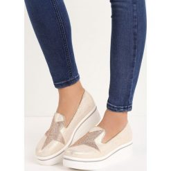 Złote Slip On Stern. Żółte trampki i tenisówki damskie Born2be, ze skóry. Za 69.99 zł.