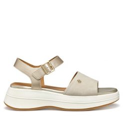 Sandały Geox. Brązowe sandały damskie Geox, bez wzorów, bez obcasa, na koturnie, bez zapięcia. Za 379.99 zł.