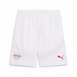 Szorty RB Leipzig 2024/25. Białe krótkie spodenki sportowe męskie Puma, l, bez wzorów, z materiału, do piłki nożnej. Za 188.00 zł.