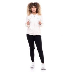 Damski dres z kapturem Shine On. Białe obuwie sportowe damskie LEONE 1947 APPAREL, bez wzorów, z dresówki, na fitness i siłownię. W wyprzedaży za 251.55 zł.