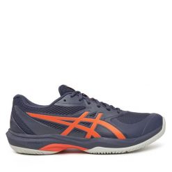 Buty do tenisa Asics. Niebieskie buty sportowe męskie Asics, bez zapięcia, tenisowe. Za 289.99 zł.