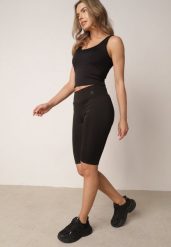 Czarne Szorty Kolarki z Wysokim Stanem i Modelującym Pasem Toadgrass. Czarne szorty damskie Born2be, l, bez wzorów, eleganckie, z podwyższonym stanem. Za 39.99 zł.