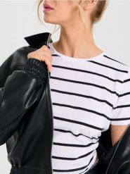 Bawełniana koszulka w paski - Inny. T-shirty damskie Sinsay, l, bez wzorów, z bawełny, bez kołnierzyka. Za 12.99 zł.