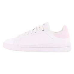 Damskie buty sportowe podwyższony design COURT SILK SHOES. Białe obuwie sportowe damskie Adidas, bez wzorów, z gumy, trekkingowe. Za 301.20 zł.