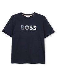 BOSS T-Shirt J52983 D Granatowy Regular Fit. Niebieskie t-shirty dla chłopców Boss, bez wzorów, z bawełny, bez ramiączek. Za 232.99 zł.