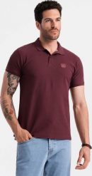 Ombre Męska jednokolorowa koszulka polo BASIC z dzianiny pique - bordowa V10 OM-POBS-0100 XL. Czerwone koszulki polo męskie Ombre, m, bez wzorów, z dzianiny, bez ramiączek. Za 79.99 zł.
