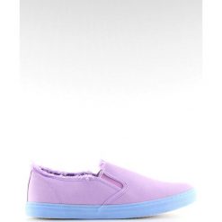 Slipony damskie fioletowe NB166 Purple. Fioletowe trampki i tenisówki damskie ButyModne, bez wzorów, z materiału, bez zapięcia. W wyprzedaży za 69.00 zł.