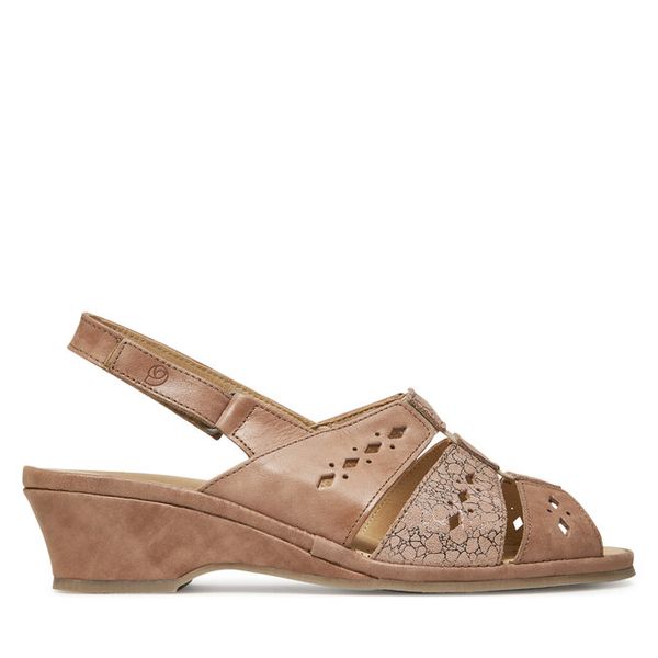 Sandały Suave. Brązowe sandały damskie Suave, bez wzorów, bez obcasa, na koturnie, bez zapięcia. Za 399.99 zł.