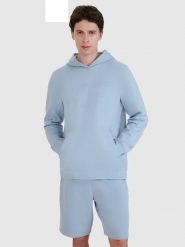 4F Bluza dresowa nierozpinana z kapturem męska - niebieska M. Niebieskie bluzy męskie 4f, m, bez wzorów, z bawełny, z kapturem. W wyprzedaży za 119.99 zł.