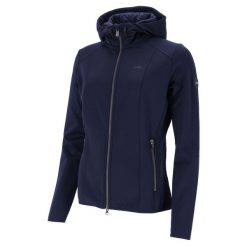 Damska kurtka jeździecka zapinana na zamek z kapturem Schockemöhle Sports Suzan. Niebieskie kurtki sportowe damskie SCHOCKEMÖHLE, s, z aplikacjami, z gumy, z kapturem, do jazdy konnej. Za 500.00 zł.