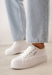 Białe Klasyczne Trampki VICES w Stylu Basic Riovanna. Białe trampki i tenisówki damskie Born2be, bez wzorów, z jeansu, klasyczne, bez zapięcia. Za 69.99 zł.