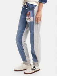 Desigual Joggery 24WWDD89 Niebieski Regular Fit. Niebieskie spodnie materiałowe damskie Desigual, xs, bez wzorów, z bawełny. Za 309.99 zł.