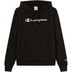 Bluza Z Kapturem Z Kangurką Dla Kobiet. Czarne bluzy sportowe damskie Champion, bez wzorów, sportowe, bez kołnierzyka, bez ramiączek, z kapturem. Za 294.99 zł.