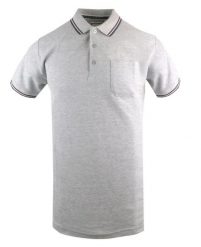 Klasyczna, Męska Koszulka Polo - Brave Soul - Szara. Szare koszulki polo męskie Brave Soul, na lato, l, bez wzorów, z bawełny, casualowe, bez ramiączek. Za 75.00 zł.