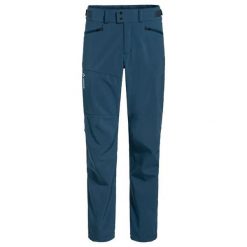 Wodoodporne spodnie VAUDE Elope Softshell. Niebieskie spodnie materiałowe męskie Vaude, bez wzorów, z softshellu. Za 724.00 zł.