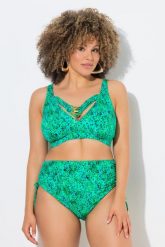 Damskie Bikini wzór zwierzęcy miękkie miseczki ozdobne tasiemki. Żółte bikini damskie Ulla Popken, plus size, bez wzorów, plus size. Za 191.99 zł.