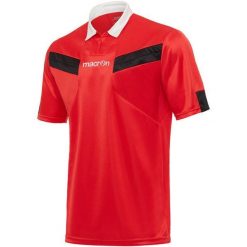 Koszulka sędziowska Macron. Czarne koszulki sportowe męskie Macron, s, bez wzorów, bez kołnierzyka, bez ramiączek, do piłki nożnej. Za 223.50 zł.