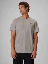 4F T-shirt regular gładki męski. Szare t-shirty męskie 4f, m, bez wzorów, z bawełny, casualowe, bez kołnierzyka. Za 49.99 zł.