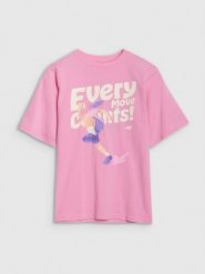4F T-shirt oversize z nadrukiem dziewczęcy - różowy 146 (10-11 lat). Czerwone t-shirty i topy dla dziewczynek 4f, bez wzorów, z bawełny, bez ramiączek. W wyprzedaży za 19.99 zł.