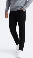 Ombre Męskie spodnie chino o dopasowanym kroju - czarne V1 OM-PACP-0151 XL. Czarne spodnie materiałowe męskie Ombre, m, bez wzorów. Za 149.99 zł.