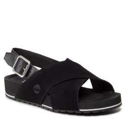 Sandały Timberland. Czarne klapki damskie Timberland, bez wzorów, bez obcasa, na płaskiej podeszwie, bez zapięcia. Za 249.99 zł.