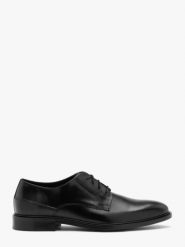 Czarne półbuty męskie. Czarne półbuty na co dzień męskie Ryłko, ze skóry, eleganckie, bez zapięcia. Za 449.99 zł.
