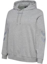Damska bluza z kapturem Hummel Legacy Plus. Szare bluzy damskie Hummel, plus size, bez wzorów, z bawełny, z kapturem. Za 212.00 zł.