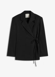 Żakiet oversize. Czarne żakiety damskie bonprix, bez wzorów. Za 189.99 zł.
