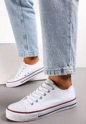 Biało-Czerwone Sznurowane Trampki przed Kostkę Hanei. Białe trampki i tenisówki damskie Renee, bez wzorów, eleganckie, przed kostkę, bez zapięcia. Za 49.99 zł.