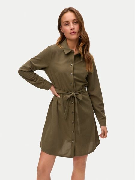 Vero Moda Sukienka koszulowa Elly 10334288 Zielony Regular Fit. Zielone sukienki damskie Vero Moda, xs, bez wzorów, z syntetyku, bez kołnierzyka, bez ramiączek, koszulowe. Za 109.99 zł.