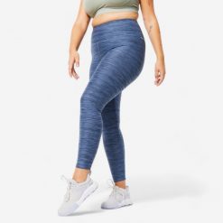 Legginsy fitness damskie Domyos. Niebieskie legginsy damskie DOMYOS, l, bez wzorów, z materiału. Za 49.99 zł.