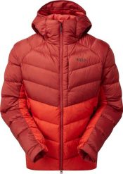 Kurtka puchowa Rab Axion Pro Jacket - tuscan red/dark horizon. Czerwone kurtki męskie Berghaus, m, bez wzorów, z puchu, bez kaptura. Za 1,104.02 zł.