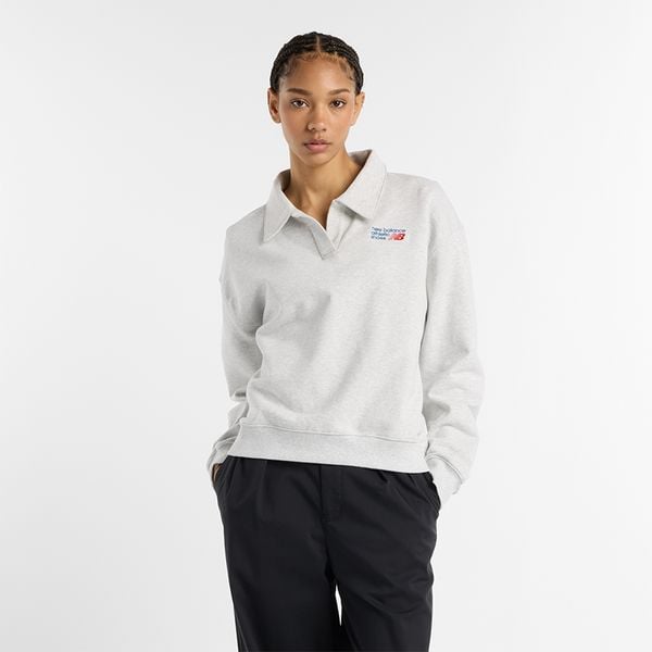 Bluza damska New Balance WT51513AHH – szara. Szare bluzy damskie New Balance, s, bez wzorów, z bawełny, bez kaptura. Za 249.99 zł.
