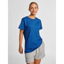 Koszulka damska Hummel Red Heavy. Niebieskie t-shirty damskie Hummel, s, bez wzorów, z bawełny, bez kołnierzyka. Za 118.00 zł.