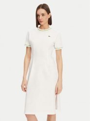 Lacoste Sukienka codzienna EF9988 Biały Slim Fit. Białe sukienki damskie Lacoste, na co dzień, bez wzorów, z bawełny, bez kołnierzyka, bez ramiączek, proste. Za 339.99 zł.