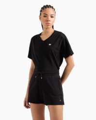 Spodenki damskie EA7 Emporio Armani Train Core Lady. Czarne szorty damskie EA7, m, bez wzorów, z bawełny, eleganckie. Za 219.99 zł.