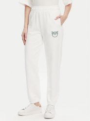 PINKO Spodnie dresowe Plumcake 104790 A2G8 Biały Regular Fit. Białe spodnie dresowe damskie Pinko, m, bez wzorów, z bawełny. Za 419.99 zł.